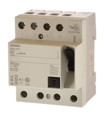 Siemens 5SM3342-4KK14 Fi Schalter25A 0,03A Allstromsensitiv 30mA Nullleiter rechts
