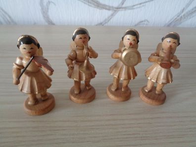 4 Engel, Musikanten, Chor mit Faltenrock Erzgebirge 5,5cm
