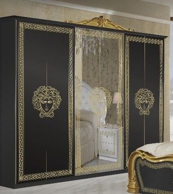 Vilma Kleiderschrank in Schawarz / Gold klassische Schlafzimmer