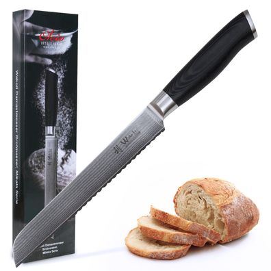 Wakoli Mikata Serie Damastmesser Brotmesser extrem scharfe 20 cm Klinge aus 67 ...
