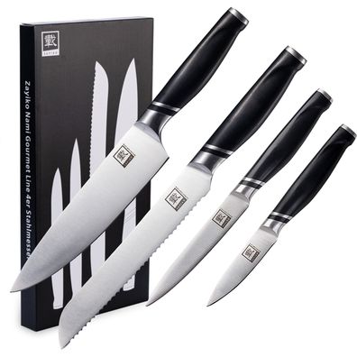 Zayiko 4er Messer-Set - Klingenlängen von 8,50 cm bis 20,50 cm I Scharfe Küchenmes...