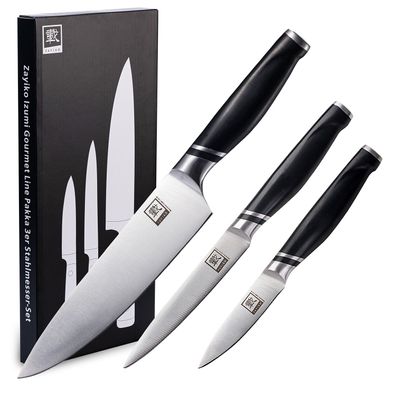 Zayiko 3er Messer-Set - Klingenlängen von 8,50 cm bis 20,00 cm I Scharfe Küchenmes...