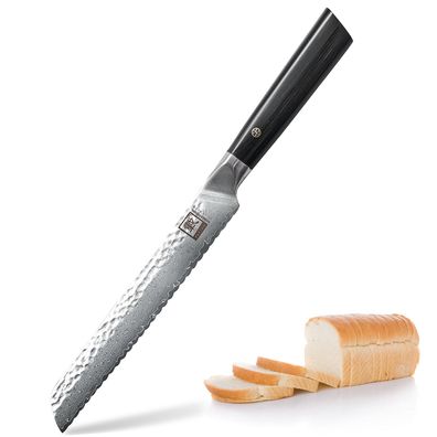 Zayiko Damastmesser Brotmesser, Klinge 20,00 cm Länge, japanischer Damaststahl ...