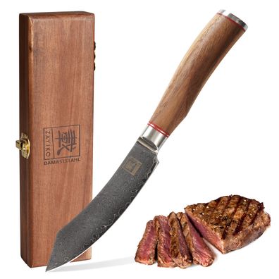 Zayiko Damastmesser Steakmesser 12,50 cm Klinge extrem scharf aus 67 Lagen I Schar...