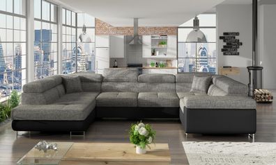 Letto Couchgarnitur in U Form mit Schlaffunktion und Bettkasten Sofa Couch Wohnlandsc