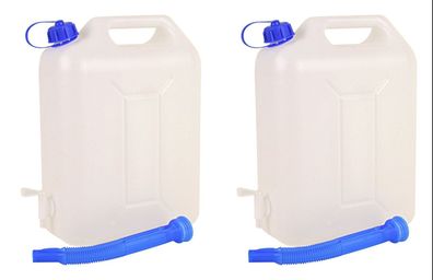 Wasserkanister 2x 10 Liter Auslaufhahn Ausgießtülle Camping Wasserbehälter