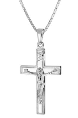 trendor Schmuck Halskette mit Kruzifix Kreuz-Anhänger 925 Silber 41402