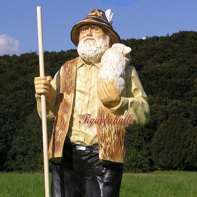 Gartenfigur Schäfer Schaf Deko Garten Figur Statue Skulptur Berg Alm lebensgroß