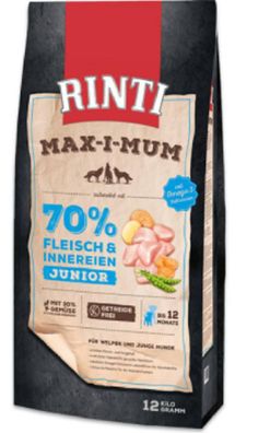 RINTI ¦ MAX-I-MUM - Junior ¦ Huhn- 12 kg ¦ getreidefreies Trockenfutter für Hunde ...