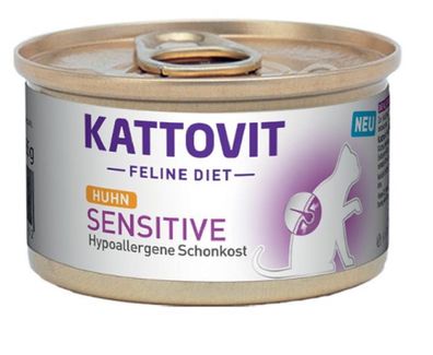 Kattovit ¦ Feline Diet - Sensitive - Huhn - 12 x 85g ¦ nasses Katzenfutter für ...