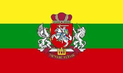 Aufkleber Fahne Flagge Litauen mit Wappen in verschiedene Größen