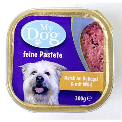 18x My Dog 300g feine Pastete Geflügel & Wild Hunde Nassfutter füttern Aluschale