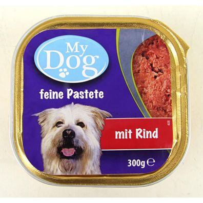 18x My Dog 300g feine Pastete Rind Hunde Nassfutter füttern Aluschale
