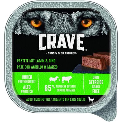 10x Hundefutter Crave 300g Lamm&Rind Pastete viel Eiweiß Getreidefrei 3kg