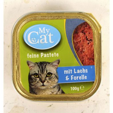 32x My Cat 100g Katzen Feine Pastete Lachs & Forelle füttern Nassfutter Aluschale