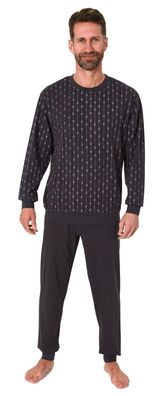 Herren Schlafanzug langarm, Pyjama mit Minimal-Print - 122 101 10 751