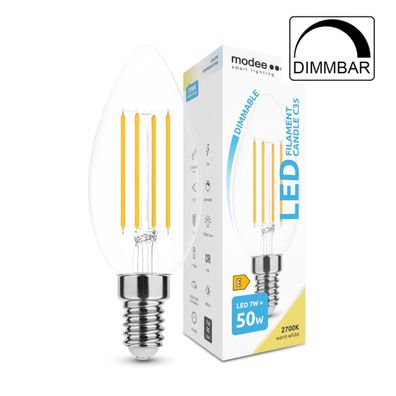 7 W Dimmbare E14 LED Leuchtmittel | Kerze | Klarglas | C35 | dimmbar | Klein gewin...