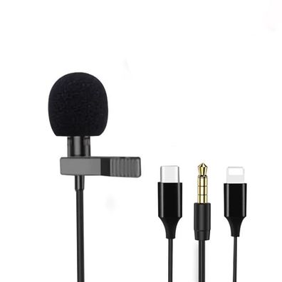 Omnidirektionales Mikrofon Kondensator Clip-On Revers für iOS Android-Handy,