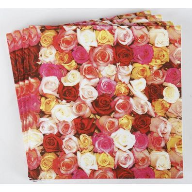 24x 20er Packung Servietten 33x33cm Papiertuch Rosen Blumen Romantik