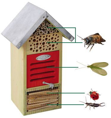 Esschert Design Insekten Hotel Nistkasten Nisthöhle 32 cm Bienen Haus Brutkasten