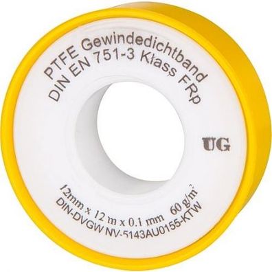 Teflon Dichtband PTFE-Gewindedichtband 1x weißer Kern mit gelber Hülle