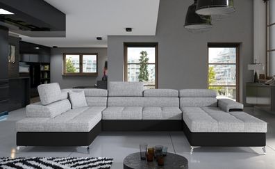 Eduardo Couchgarnitur U Sofa mit Schlaffunktion und Bettkasten Couch Wohnlandschaf