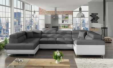 Letto Couchgarnitur in U Form mit Schlaffunktion und Bettkasten Sofa Couch Wohnlan