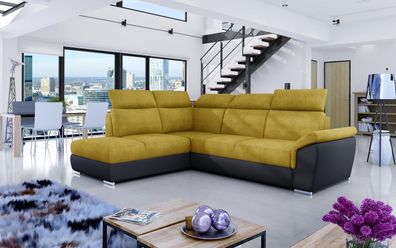 Loreto Couch Garnitur Sofa Sofagarnitur L mit Schlaffunktion und Bettkasten Wohnla