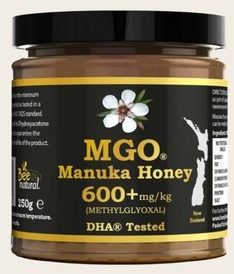 Manukahonig - MGO 600 250 g - echtes Glas Manuka Echtglas(550 + ) Neuseeland