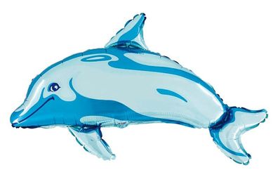 Delfin blau - Folienballon - 89 cm Luftballon Heliumballon Delphin Dolphin