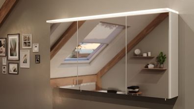 Spiegelschrank 120 cm LED Acrylglaslampe Weiß Spiegel Badezimmerspiegel Badmöbel