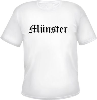 Münster Herren T-Shirt - Altdeutsch - Weißes Tee Shirt