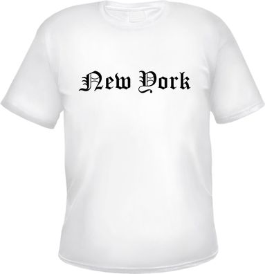 New York Herren T-Shirt - Altdeutsch - Weißes Tee Shirt