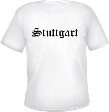 Stuttgart Herren T-Shirt - Altdeutsch - Weißes Tee Shirt