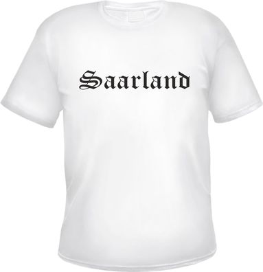 Saarland Herren T-Shirt - Altdeutsch - Weißes Tee Shirt