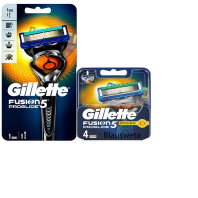 5 Gillette Fusion5 ProGlide Power Rasiererklingen + Fusion5 Flexball Rasierer.