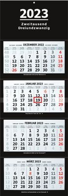 XXL 4-Monatskalender 2023 schwarz großer Wandkalender Bürokalender vier Monate