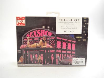 E439 Busch H0 1004 Gebäude Bausatz Sex-Shop Laden Erotik-Kaufhaus Beleuchtung