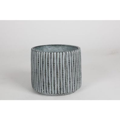 6x Keramik-Übertopf ø 17cm, H 14,5cm blau Perlenoptik