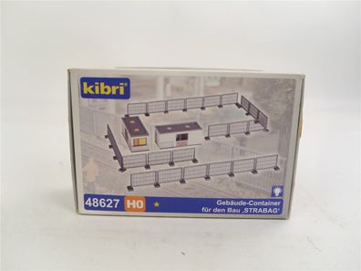E443 Kibri H0 48627 Ausschmückung Gebäude-Container m. Zaun "Strabag" / 1x Licht