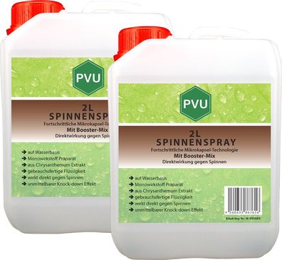 PVU 2x2L Spinnenspray Spinnen Gift Mittel gegen Spinnen Vernichter Abwehr frei