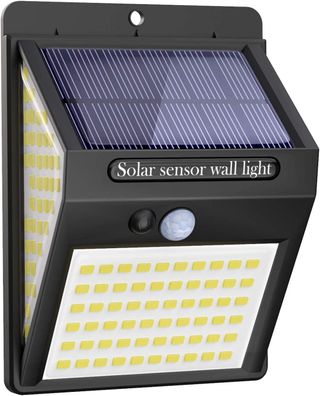 Wisam® LS140 Solarleuchte mit Bewegungsmelder 140 LED Wandleuchte Outdoor Schwarz