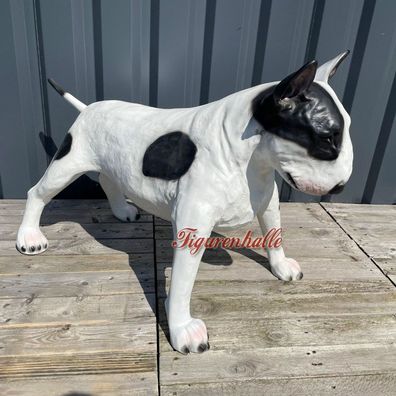 Englischer Bullterrier Figur Deko Statue Aufstellfigur Pit Bull S/ W Fan Artikel