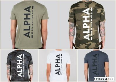 Alpha Industries T-Shirt Backprint T Herren 128507 basic und camo Rückendruck