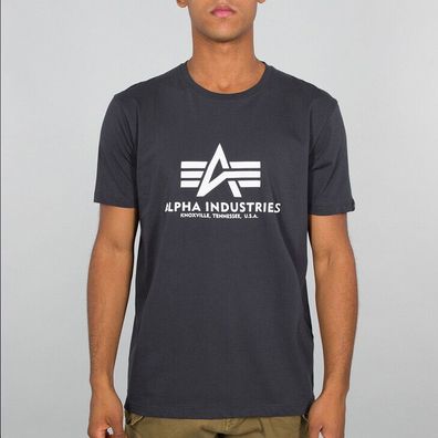 Alpha Industries T-Shirt Herren Basic T in iron grey dunkelgrau weiss 100501-466