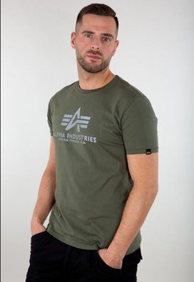Alpha Industries T-Shirt Herren Basic T in dark olive Reflective Print 100501-RP