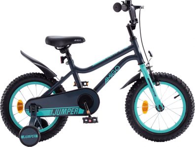 12 Zoll Kinderfahrrad BMX Fahrrad für Jungen und Mädchen Stützrädern Jumper Blau