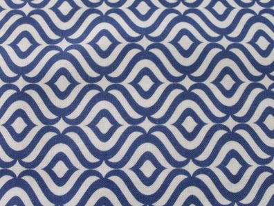 0,5 m Canvas "Wellen blau ",140 cm breit, Baumwolle , Panama