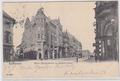 67524 Ak Karlsruhe Neue Hofapotheke m. Kaiserstrasse 1904