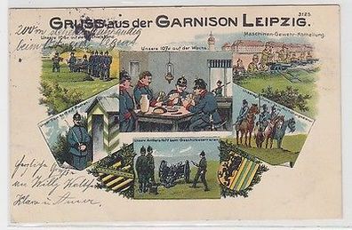 40523 Mehrbild Ak Lithografie Gruss aus der Garnison Leipzig 1914